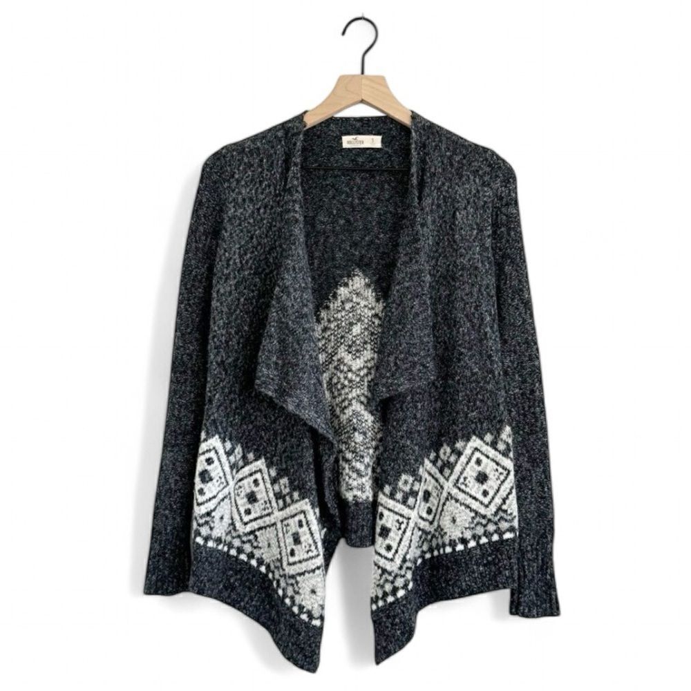 Hollister Open Front Aztec Cardigan Sweater Nordic Sz S